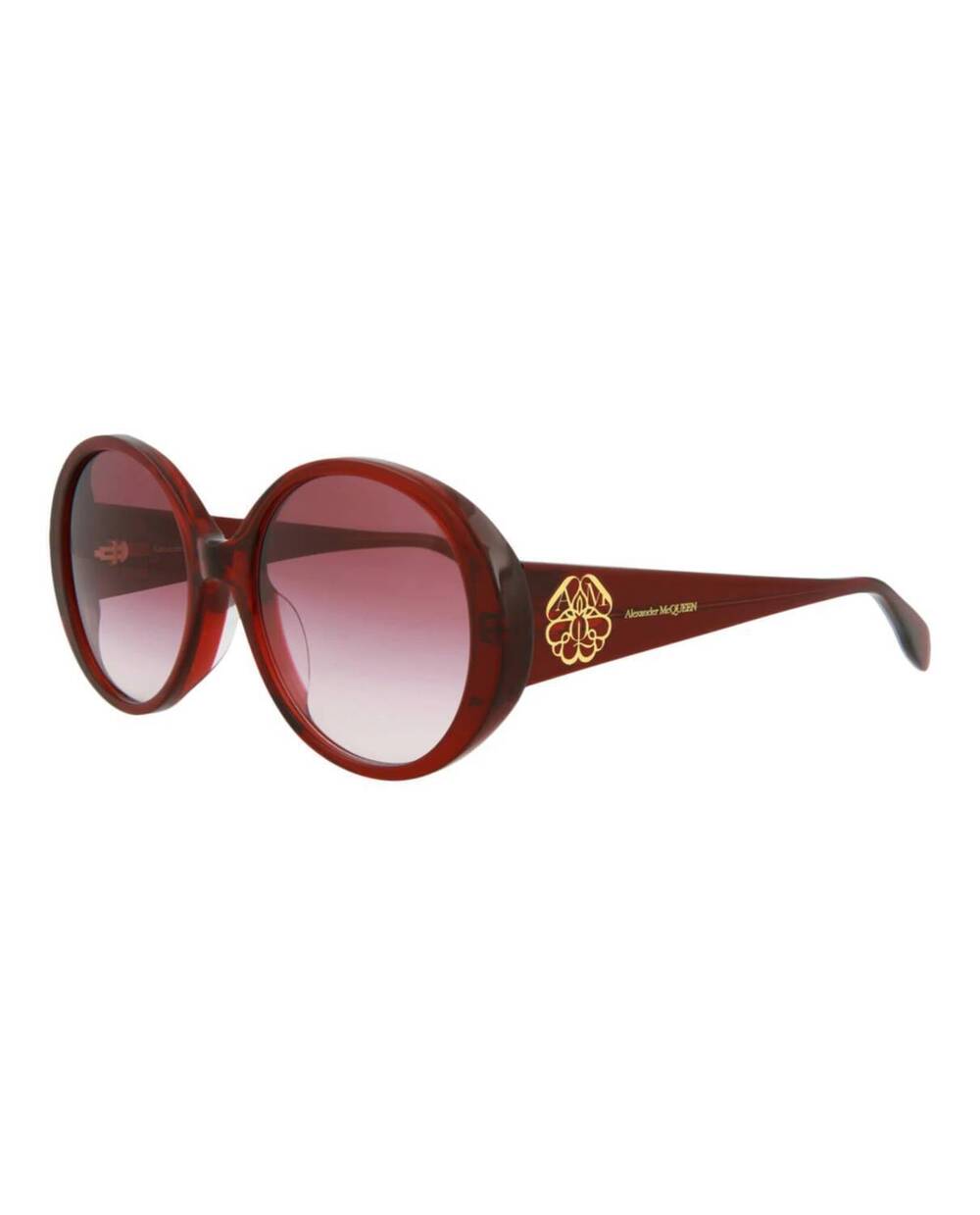 NEW ALEXANDER MCQUEEN women's round-frame acetate sunglasses in red